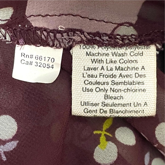 🍀 Kimchi Blue Women's Purple Taupe Printed Ruffle Puff Short Sleeve Blouse XS - Picture 9 of 10